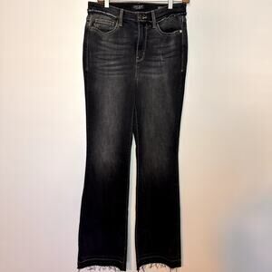 Judy Blue Slim Boot Cut High Rise Stretch Black Wash Jean Raw Hem Size 9/29